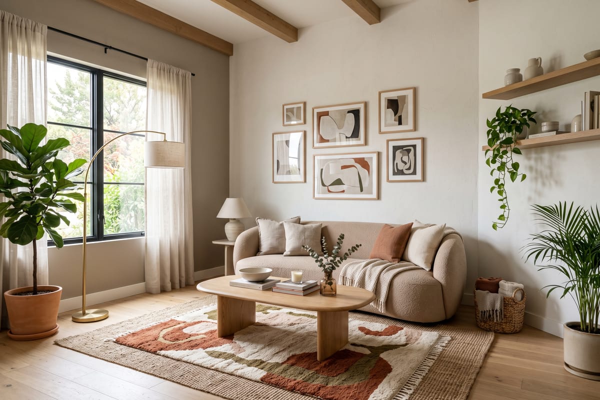 Contemporary living room redesigned by the AI interior design tool